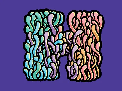 Type Monstrosities - H alphabet digital drawing illustrate illustration lettering letters purple type typography vector