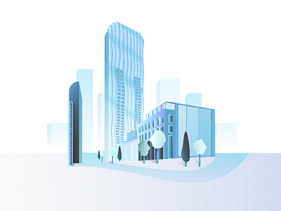 Blue Buildings architecture art direction building city editorial future illustration luxury town