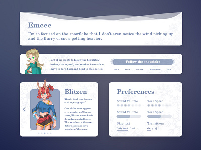 Game GUI game gui interface snow snowflake ui visual novel winter