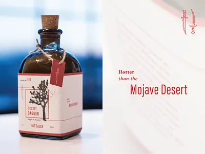 Desert Dagger bottle branding dagger hot sauce icon joshua tree label mojave desert packaging pilot typography
