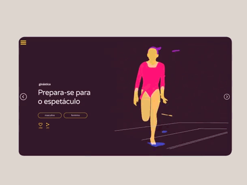 Gymnastics animation cel design flat fluid frame interface nike ui ux web