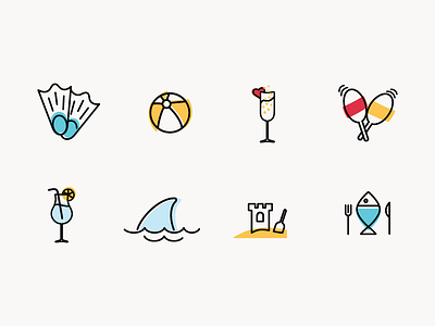 Tour Icons beach drink food icon icons illustration jamaica rasta summer tour travel vector