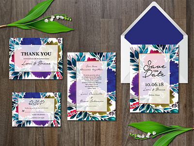 Watercolor Flowers Wedding Suite botanical patterned digital download template elegant invitation non photo invitation templates design watercolor wedding design wedding invitation