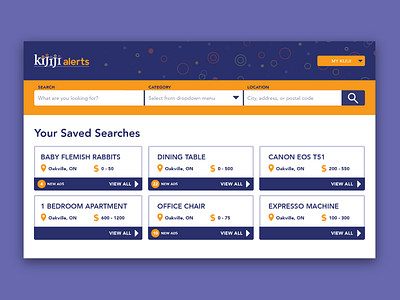 Kijiji Alerts Interface interface interface design kijiji ui