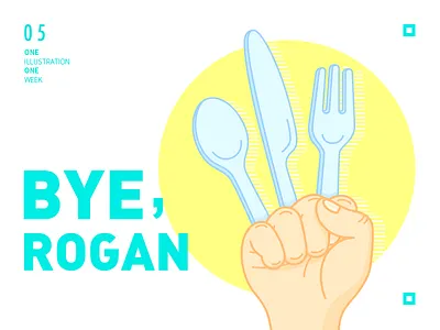 Weekly Illustration Challenge_05 fork green hand illustration knife logan spoon wolverine x men yellow