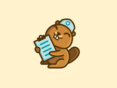 Beaver Nurse animal illustration beaver clipboard brand branding character mascot cute cartoon doctor health fun funny logo identity medical software nurse nursery smile happy web website