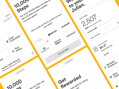 Wireframes for Insurance Mobile Design fitness health insurance life insurance mobile design product design rewards steps ui ux wireframes