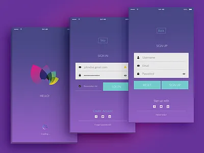 Login & Register Screens - Design. app apple clean flat form ios minimal mobile registration service ui ux