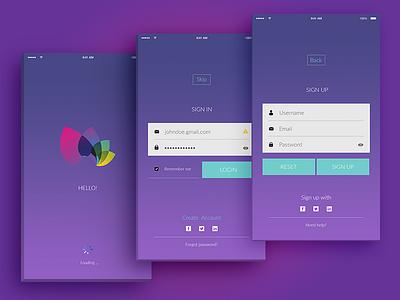 Login & Register Screens - Design. app apple clean flat form ios minimal mobile registration service ui ux
