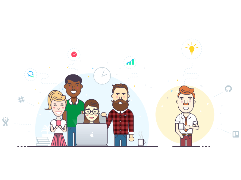 Teamwork - Ora landing page (Animation) beard characters flat hipster illustration office ora team teamwork work