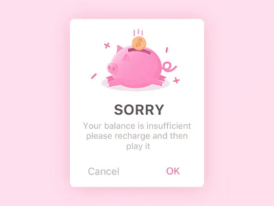 Recharge card color icon pig pink pop ups recharge ui ux