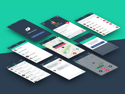 Who's Around Mobile App add chat design edit flat friends list location map mobile profile ui