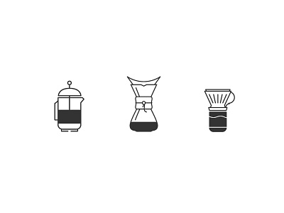 Brew Methods black chemex clever coffee french icon lines mark press white