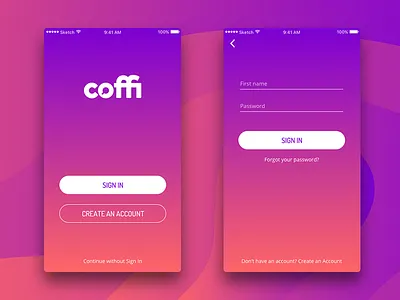Sign in Screen app berlin coffi gradient login mobile register sign in ui