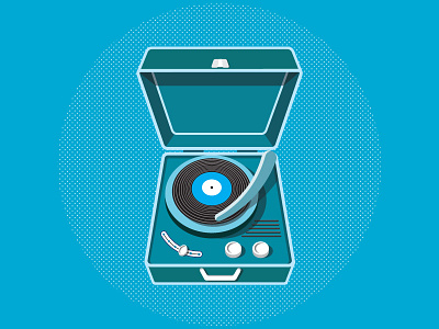 Turntable illustrator monochromatic music record player turntable vector vintage