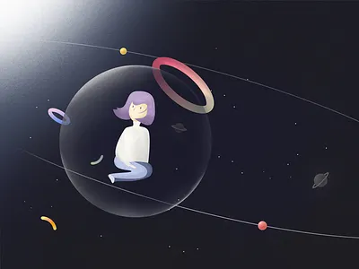 Another Galaxy art bubble galaxy girl illustration planet universe