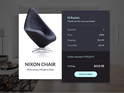 Daily UI #017 - Email Receipt 017 app card dailyui design email furniture interior popup receipt ui