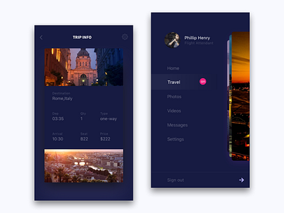 Travel App app blue flat location mobile travel ui