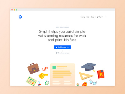 Hello Glyph! pdf resume simple ui ux web website