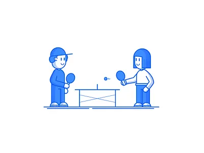 Ping Pong boy girl illustration lineart ping pong relax