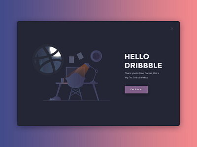 Hello Dribbble ! debuts dribbble explore first idea illustration invite popup shot thanks