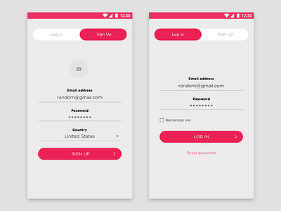 Sign in screen android app log in login mobile mobile app register sign in sign up social ui