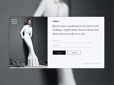 DailyUI 001 daily ui dailyui fashion login modernist monochrome sign in transhumanism