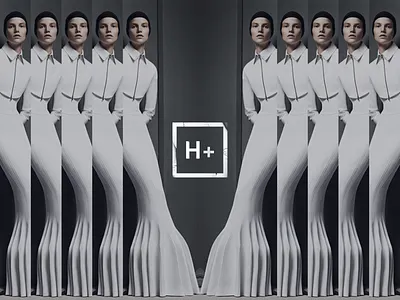 H+ box fashion h humanism icon logo repetition transhumanism white