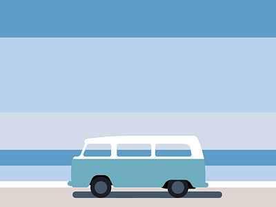 Summer 1 beach bright flat minimal sea summer van