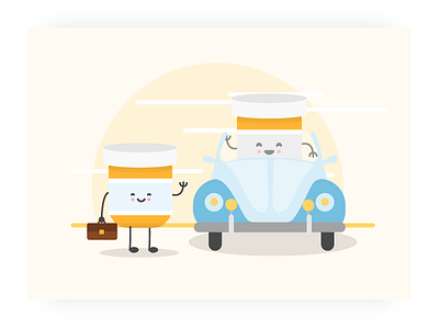 Happy Monday :) app automobile car face flat illustration medicine shadow simple smile ui