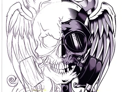 Sketch to Vector adobe adobeillustrator graphicdesign skul tattoo vector