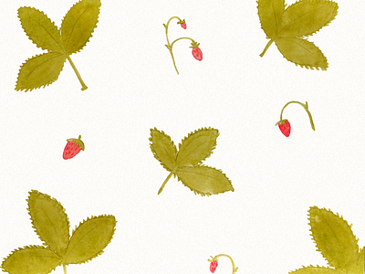 Floral pattern. Wild strawberry berries botanical fabrics floral green illustration leaves pattern red spring wallpaper watercolor