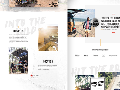 Vantripper – Content Sneak Peek booking brush camper van nature road trip rough surf ui ux van rental vanlife web design