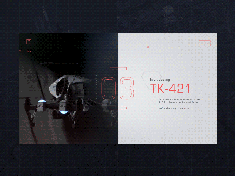 Introducing TK-421 animation app design drone future hi tech interface police startup technology transition ui