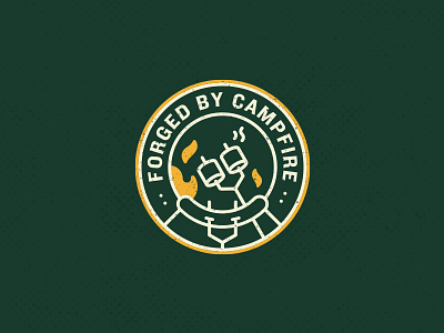 Flannel Foxes - Forged By Campfire camp camping circle fashion fire identity lines logo patch