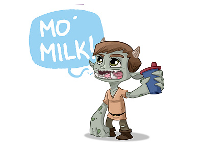 Mo Milk character design fantasy goblin kids milk parenthood
