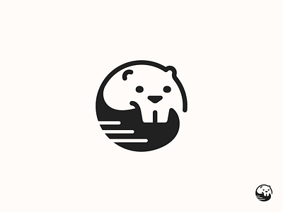 Beaver animal beaver bit bite circle icon line logo negative symbol tail teeth