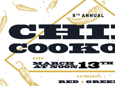 5th Annual Chili Cookoff chili chilicookoff cookoff gritty slab serif typography