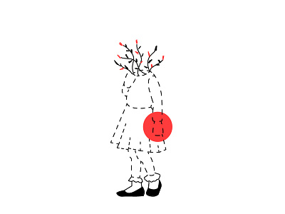 Hello Dribbble bleak flowers girl red shy