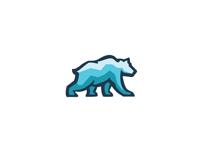 Bear Logo arctic bear blue global warming grizzly logo mark minimalistic polar round simple white