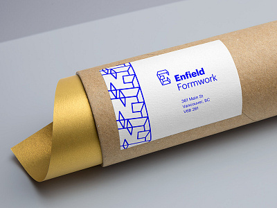 Enfield Mailing Tube blue brand concrete construction contract form geometry graphik identity logo word mark