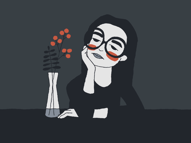 Just a portrait berries gif girl glasses illustration monochrome motion vector