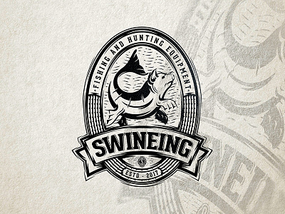 Swineing animal emblem fashion fish fishing logo mark pig sava stoic swine