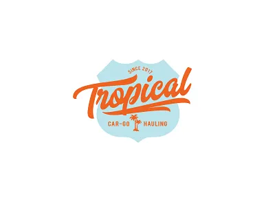 Tropical cargo lettering logo retro road script transportation vintage