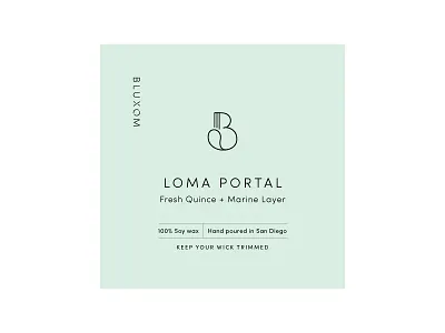 Bluxom Candle Label brand identity branding layout north park salon san diego small shop type typography