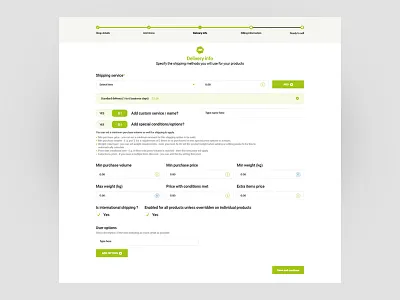 User interface screen for shop registration ecommerce golf shop ui ux web