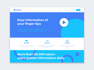 Eacon Landing Page branding bright colours design eacon illustration shapes tech ui ux web website