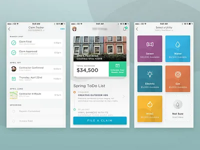 Claims Filing Process claims dashboard filing home insurance mobile properties utilities