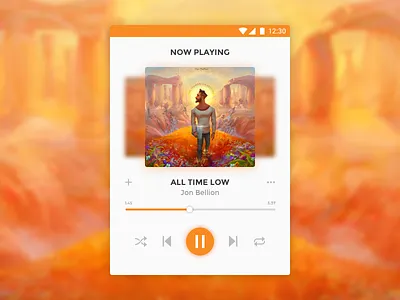 Daily UI Challenge #009 - Music Player card controls dailyui icons mobile music music player orange player ui