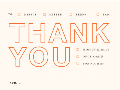 Thank You Card card orange print thank you